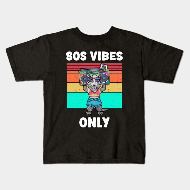 Funny Lizard 80s Vibes Only Kids T-Shirt by Montony